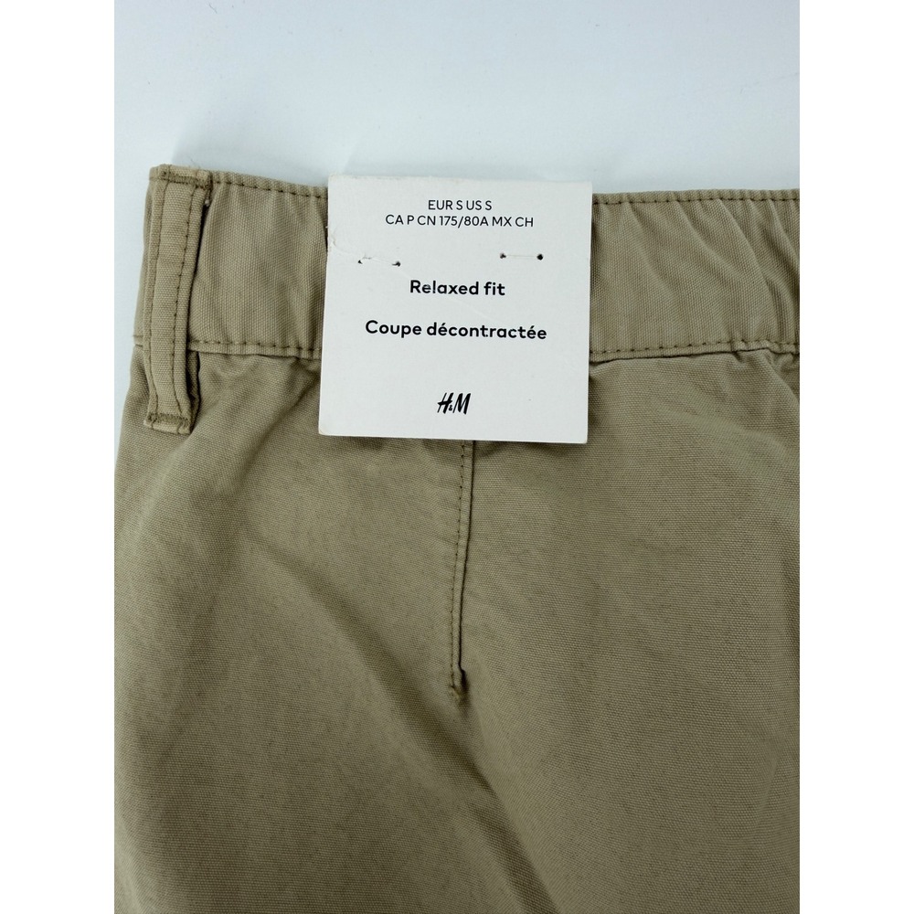 HM Relaxed Fit Chinos Mens Small Khaki Tan Cotton Twill Pants 1231065 NEW